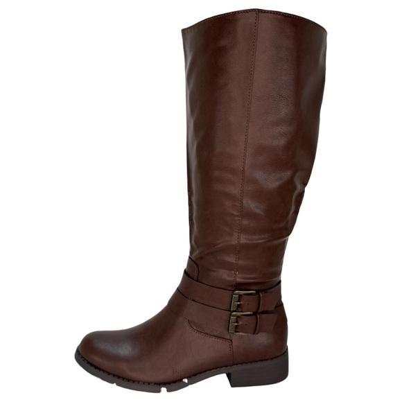 Style & Co Maliaa Brown Faux Leather Wide Calf Knee High Womens Boots Size 6M - Picture 3 of 13